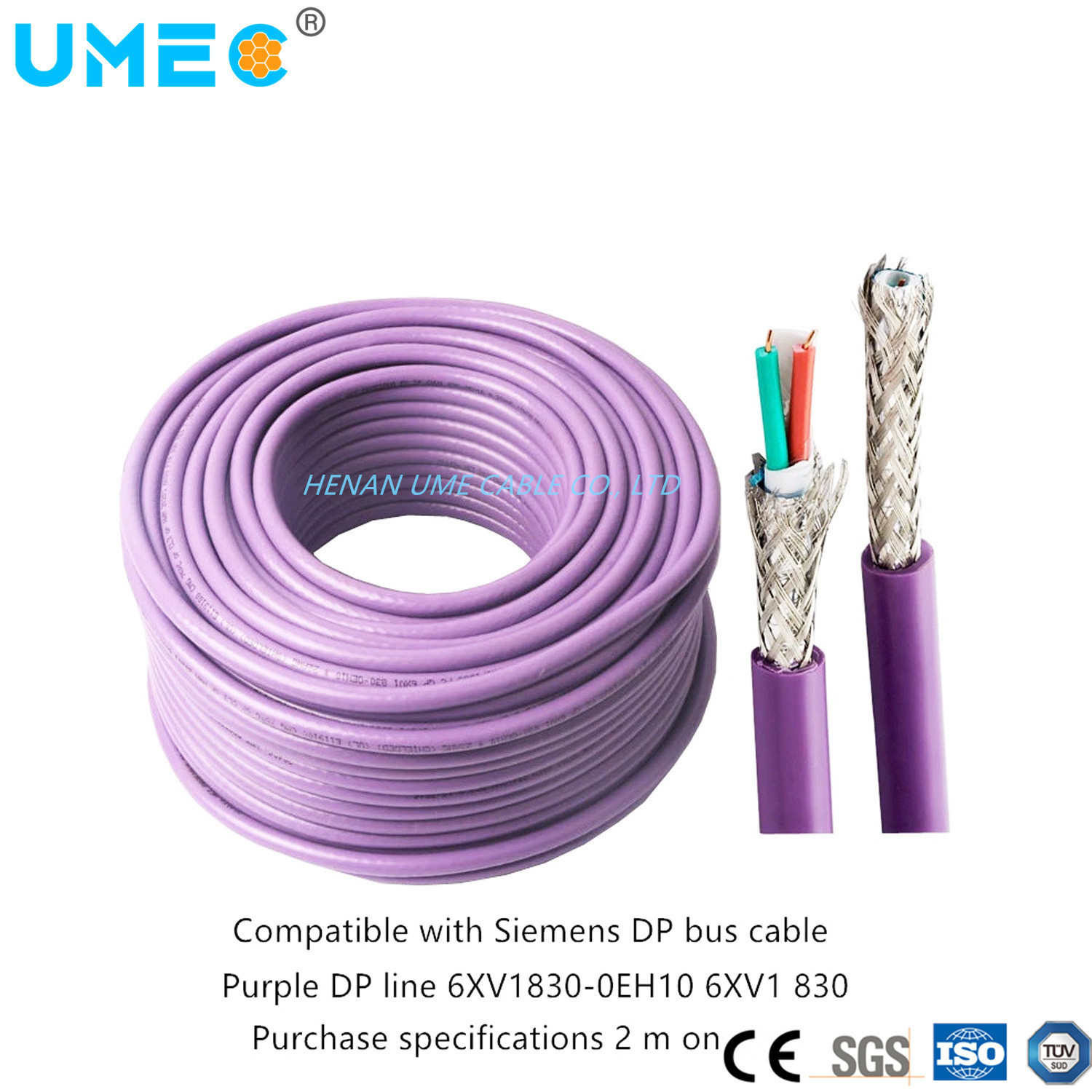 Кабель связи Dp Bus 1x2x0.64mm Двухъядерный многоцелевой 6xv1830-3eh10 300м/Roll Purple