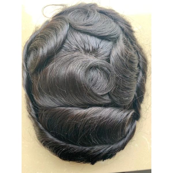 Super breathable Swiss lace bleached knots undetectable hairline Indian human hair toupee