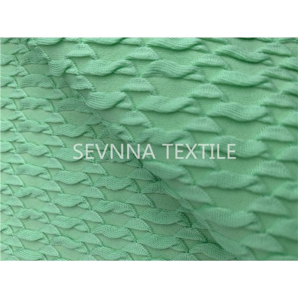 Mint Green Texture Poly Yarn Recycled Swimwear Fabric Repreve Spandex