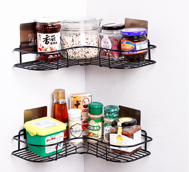 Iron Bathroom Corner Storage Rack , 5KG Loading Corner Storage Holder Shelf