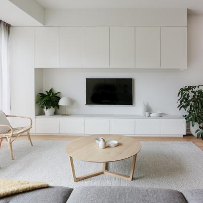 Matte Lacquer Wall Mounted TV Cabinet Modern Simple High Gloss White TV Bench