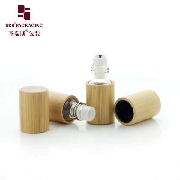 BG-2ML Real Natural Bamboo Roll On Bottle Inner Glass Bottle For Aroma Perfume Oil Glass Roller Ball Applicator