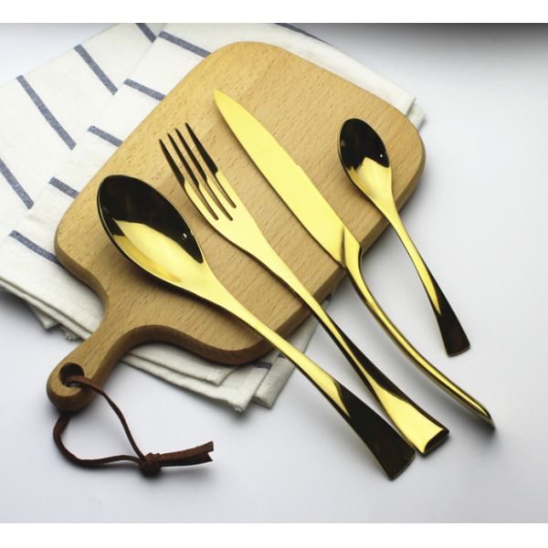 NEWTO KAYA Gold Flatware/Colorful Cutlery/Dinnerware/Silverware with Gold Color