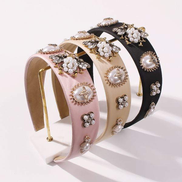 Europe American personality creative bee headbands Baroque court style pearl glass drill accessories