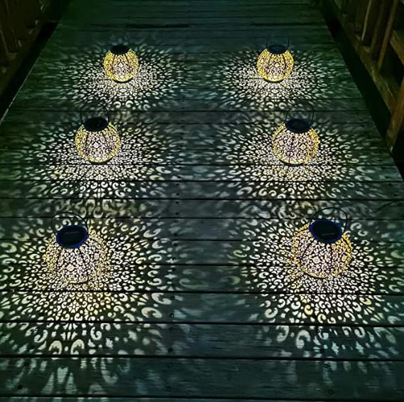 Metal 7 Inch 2 Volt Large Outdoor Hanging Solar Lanterns