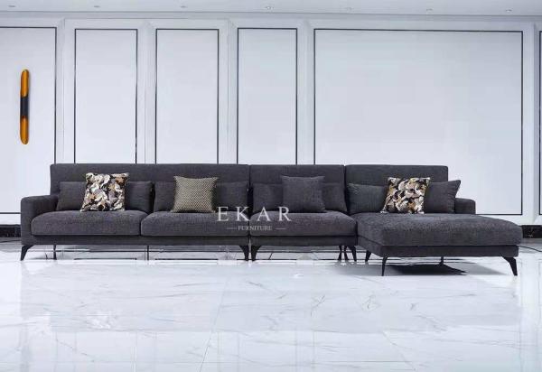 Sofa Set Wide Seat Furniture Fabric Metal Legs L Shape Sofa AW-1809
