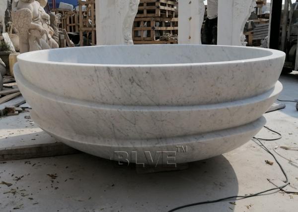 Carrara Marble Bathtub White Solid Bath Tub Natural Stone Round Handmade European Style