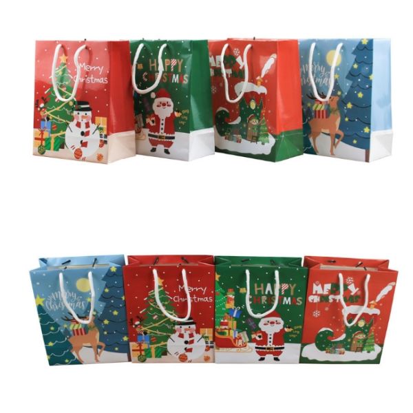 Веселый бумажный мешок 19*9*23cm упаковки еды картона Xmas Санта белый