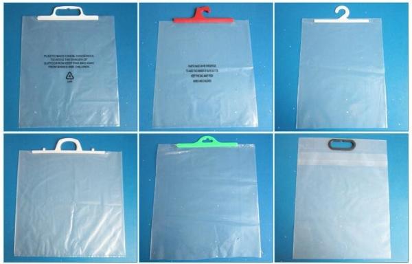 Biodegradable Self Adhesive Zipper Hanger Hook Bags For Garment, Underwear Hanger Hook Zipper Bags