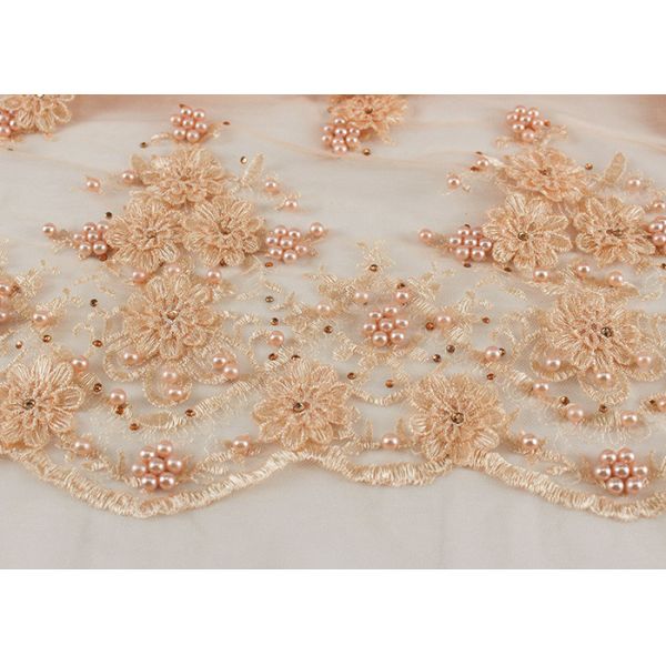 Ткань Тюль вышивки жемчуга дизайна цветка вышитая бисером двором для Хауте Доутуре