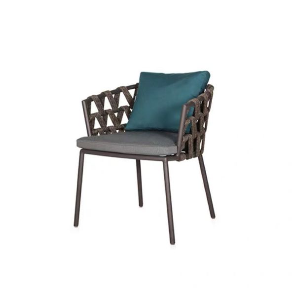 Outdoor Furniture Dining Room Set with Aluminum Frame Teak Wooden Dining Table and Chairs
