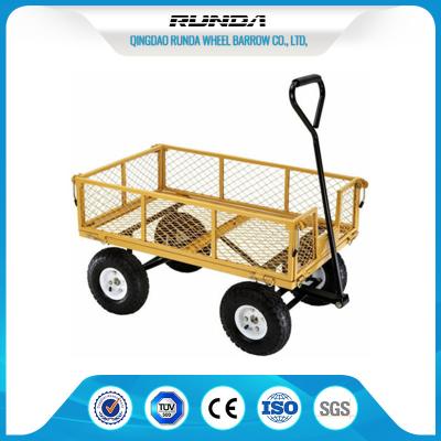 Four Wheels Garden Mesh Cart SGS , Metal Garden Cart Wagon 1000lbs Load Capacity