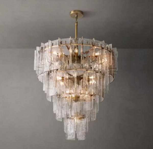 Brass Glass Antique Bronze Finish Vintage Farmhouse Chandelier 110-220V