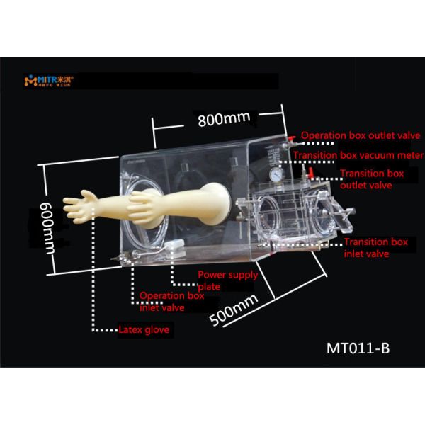 Acrylic Nitrogen Glove Box , Medical Lab Research Inert Gas Glove Box