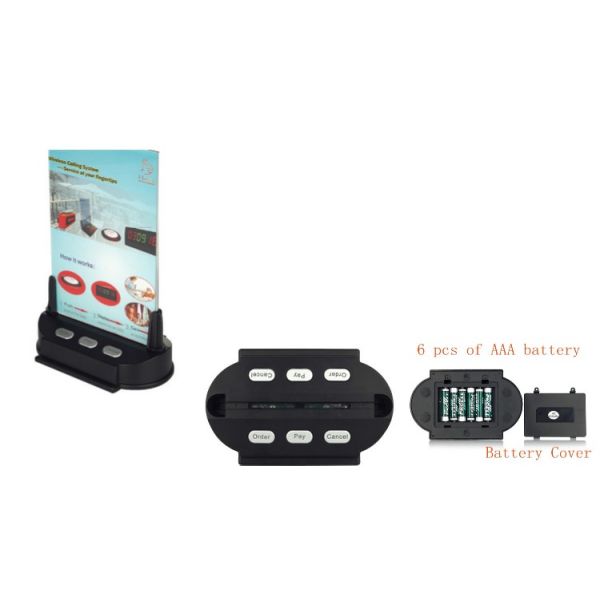 433MHZ luz LED sistema de llamada inalámbrico de equipos de restaurante con tres teclas en el lado doble