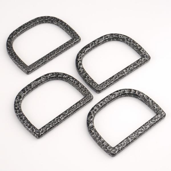 38mm Inner Width D Ring Connector in Black Nickel Plated Metal for Handbag Webbing Belts