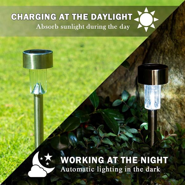 Direct Solar LED Landscape Lights for Outdoor Pathway Stainless Steel Garden Lighting