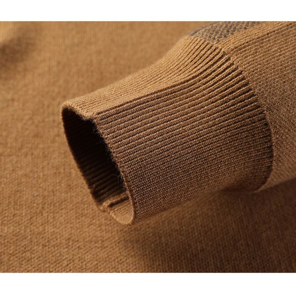 Customized Solid Half Zipper Winter Fleece Acrylic Turtleneck Knitted Sweater for Men