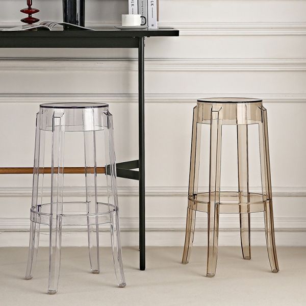 Plastic Acrylic Kitchen Dining Chair Multi Color Options Transparent Bar Stool Chairs Modern Simplicity Counter Height Stools-Clear