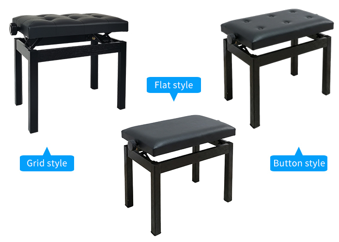 Single Solid Wood Adjustable Piano Bench Thick PU Cushion Height Lift Keyboard Stool For Pianists