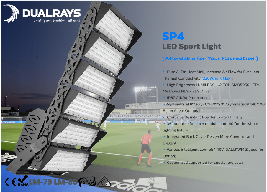 600W Basketball Lighting LED Flood Light Energy Saving 5 Years Warranty with Meanwell ELG/HLG Driver