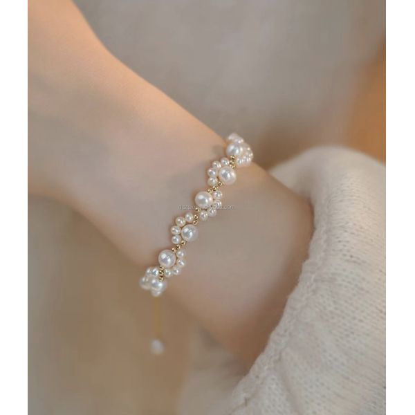CZX Cat Claw Bracelet Pearl Adjustable Bracelet Flowers Shaped Bangles Bridesmaid Surprise Anniversary Gift