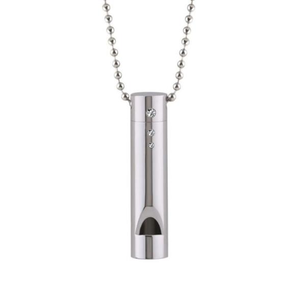 Safety Whistle Necklace,  Whistle Pendant Necklace in Silver color, Bead Chain Necklace