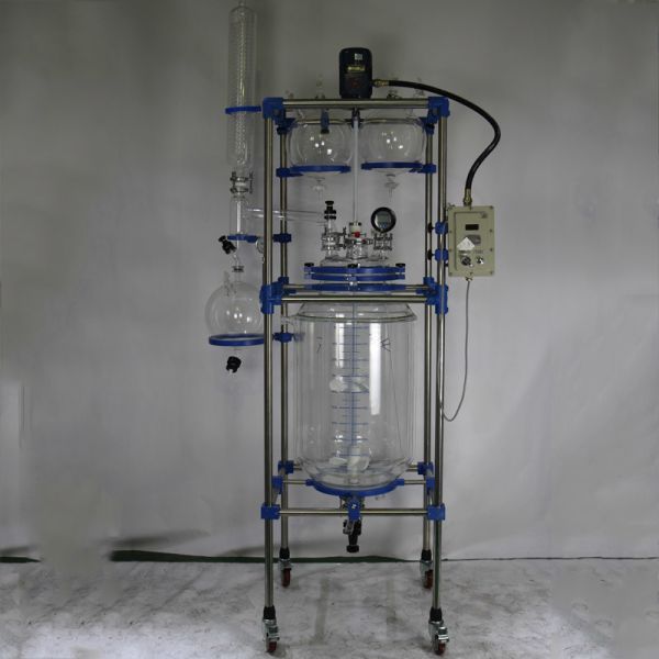 316L Evaporator Chemical Glass Reactor with High Borosilicate Glass and PLC Motor Pump