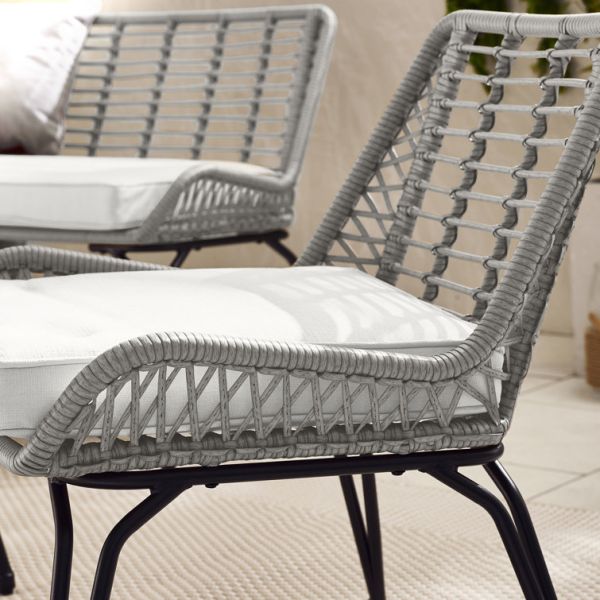 Metal Frame Garden Set 4 Seating Balcony Furniture Plastic Rattan Patio Furniture