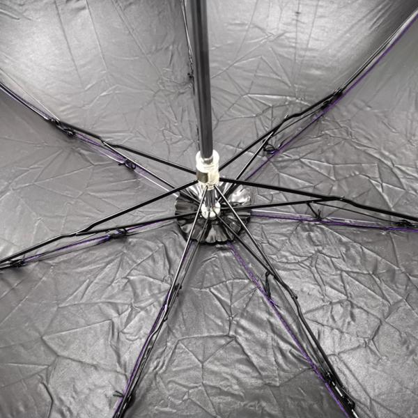 Women Reverse Style Purple Canopy Tri Fold Umbrella With Black Coating 7 Panels