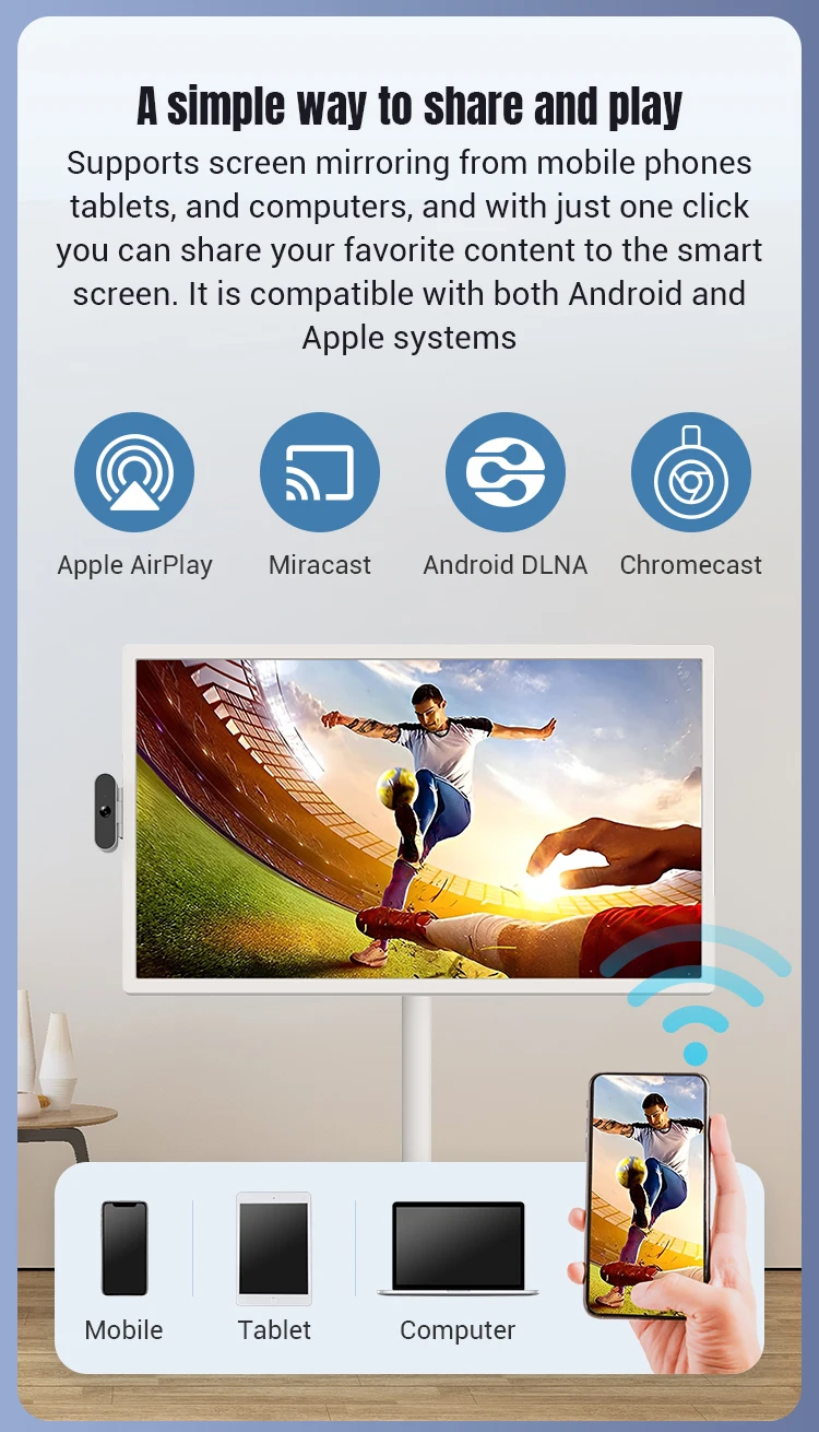 128 ГБ Android 12 ОС Smart Movable Smart TV LCD дисплей Bluetooth 5.0 4K Камера Wi-Fi /Ethernet