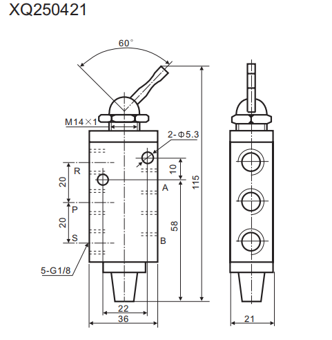 XQ Series Aluminum Pneumatic Manual Valve with 1/8