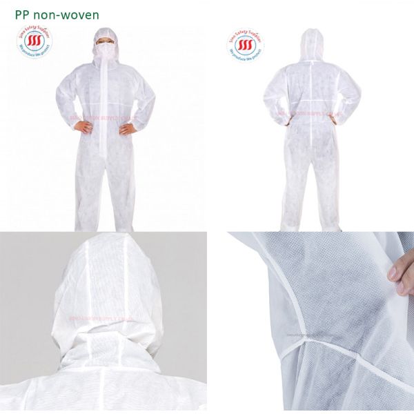 S M L XL XXL XXXL PP Non Woven Coverall Elastic Hood Одноразовые костюмы Hazmat