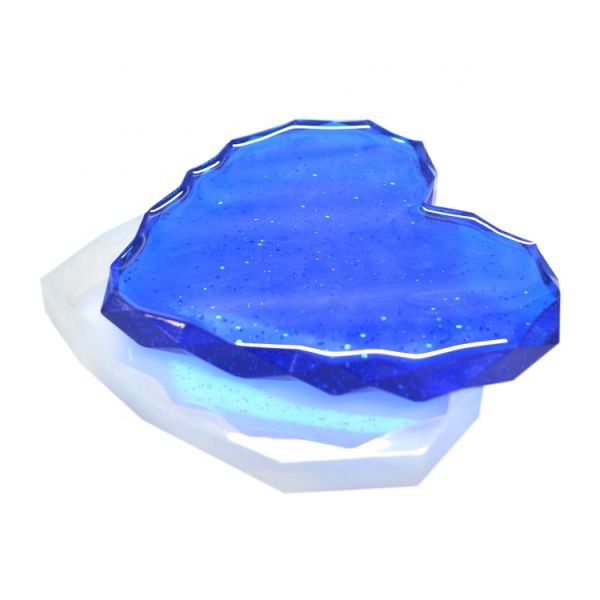 Eco Friendly Silicone Resin Mold Heart Shape Silicone Coaster Mold For Resin Epoxy
