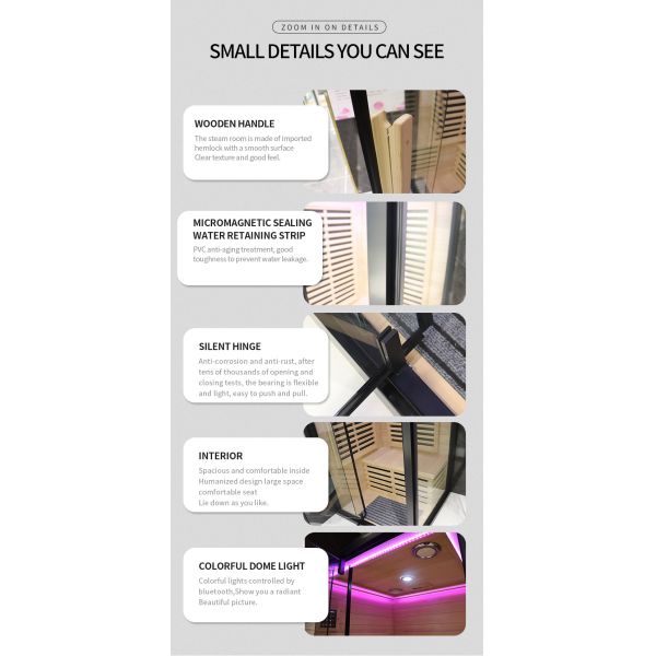 Luxury Shower Steam Wood Sauna Room