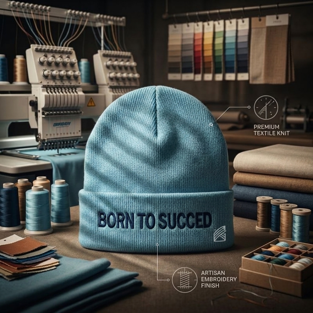 Acrylic Knit Winter Beanie Hat OEM Cuffed Fold Brim Style 60g