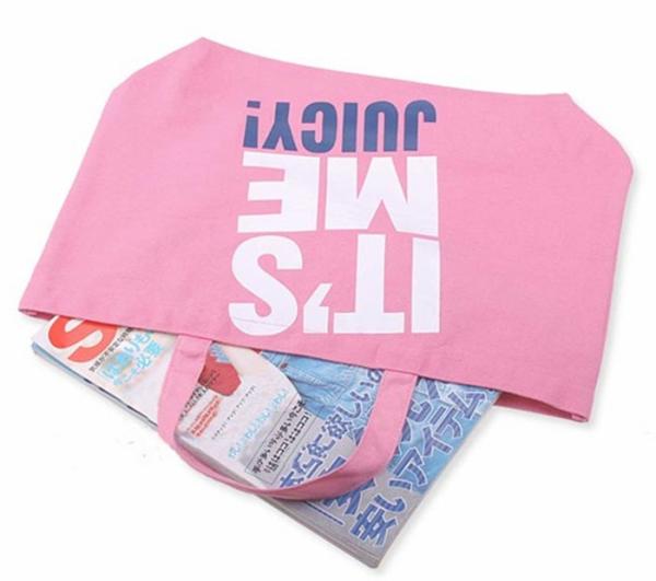 Bolsas impressas rosa do algodão das senhoras de sacolas da lona para o supermercado das senhoras