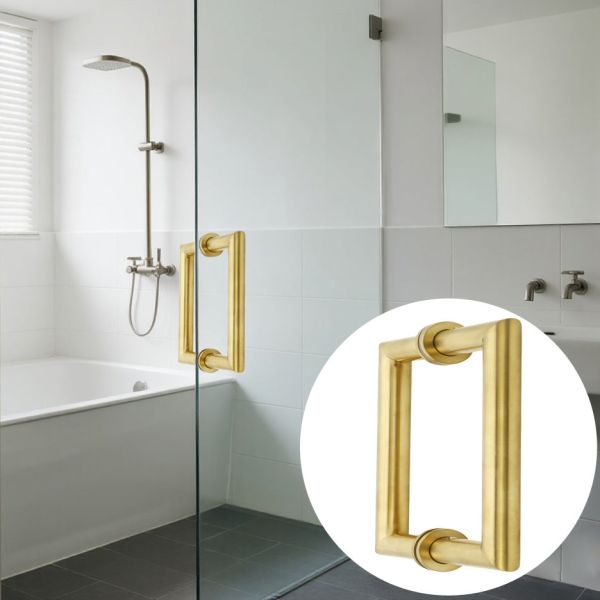 SS304 Stainless Steel Brushed Satin Finish 203*203*19*1.0mm Shower Glass Door Handle for Modern Bathrooms