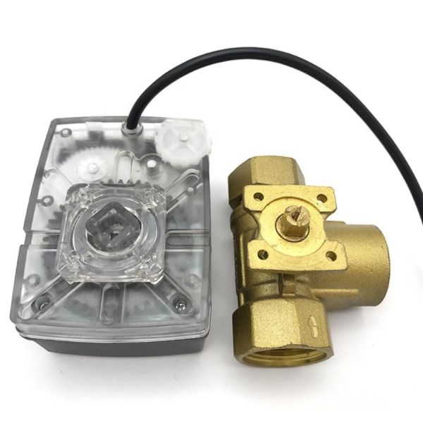 IP65 Compact Electric Actuator 2 way 3way 4way Brass Ball Motorized Valve for air condition