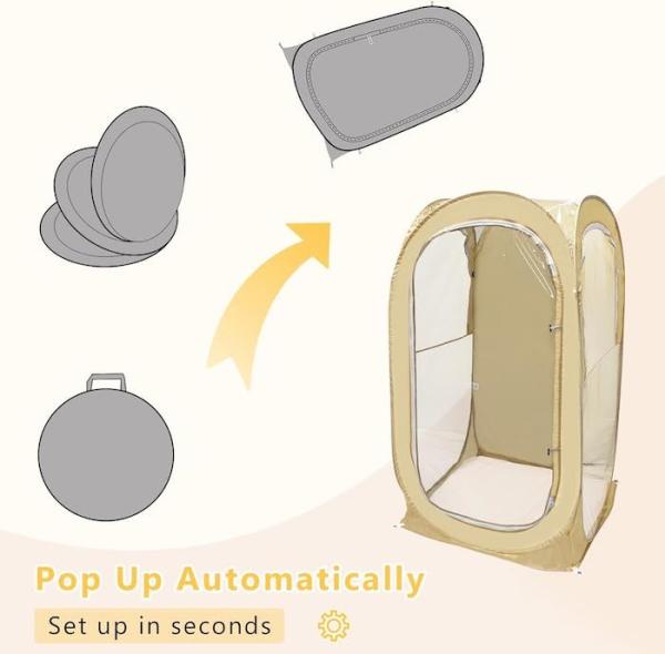 35*35*60 polegadas Beige impermeável UV protegido Pop Up tendas desportivas com fácil instalação Inclui carregamento saco estacas cordas