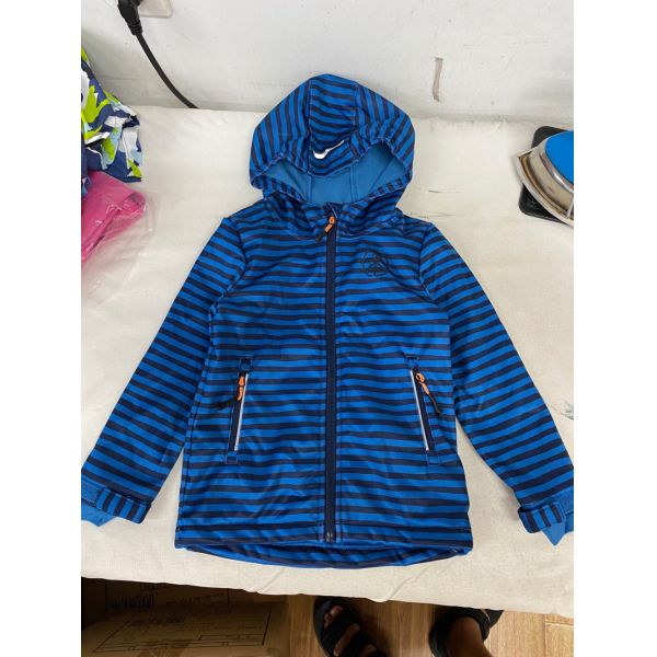 Blue Stripped Children'S Winter Clothes fleece lining Boys Softshell Jacket