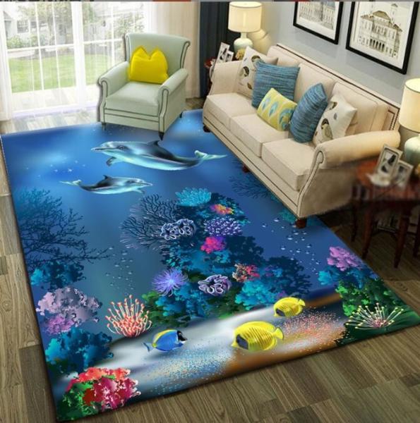 3D Printing Sea World Blending Crystal Velvet Living Room Floor Carpets 120*160cm