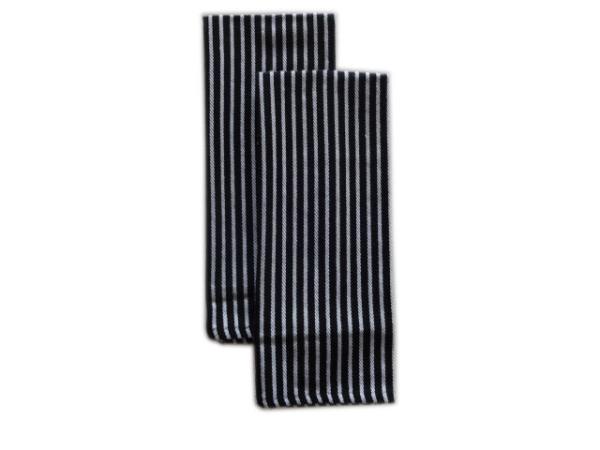 Black Cotton Kitchen Towel with White Strip , Black