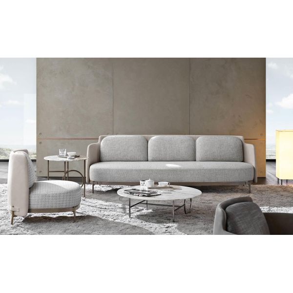 White Modern Sofa Set Curved Wooden Tape In Residential Contexts