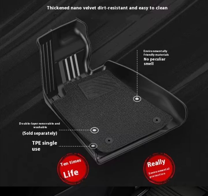 ODM Sound Insulation Tesla All Weather Mats Black For Model S Car