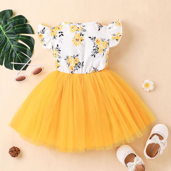Roupa do vestido das crianças impressas bebê de Mesh Dress Summer Sweet Girls