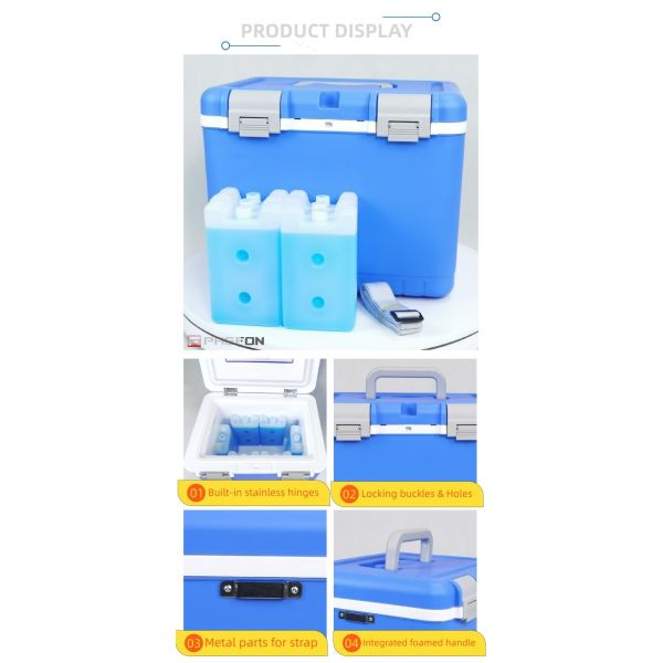 0-10℃ Ice Pack Cold Chain Transport Box Insulated Cooler Box for Vaccines with Safety Temperature Control