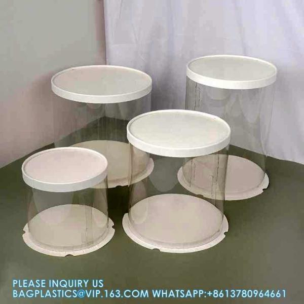 Tall Clear Cake Boxes With Ribbon - Gold Round Clear Cake Box For Birthday Cake | Wedding Cake Transparent Cake Box