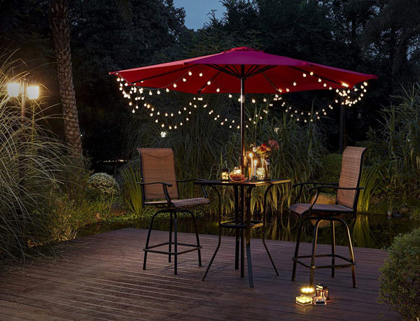 Metal Bistro Table Bar Height Outdoor Square With Umbrella Holes