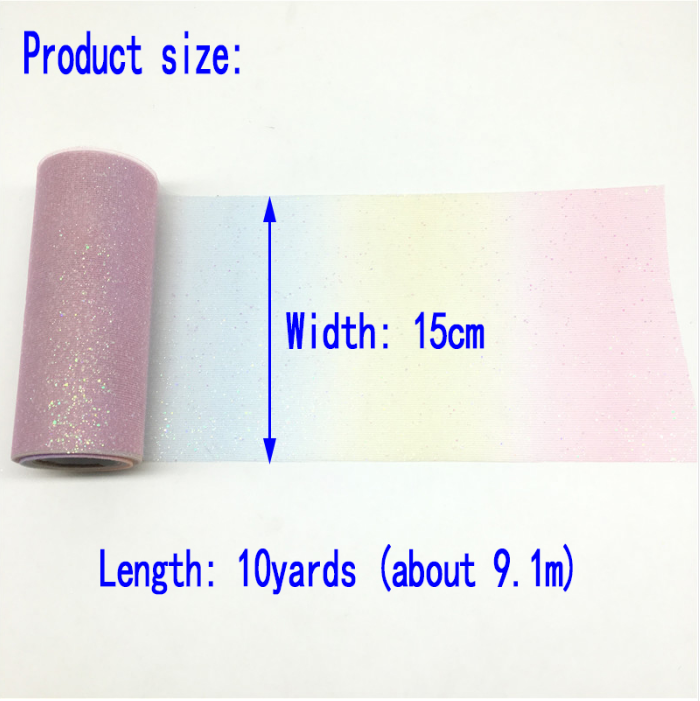 15cm 10 οργάντζα Тюль Rolls дворов яркого блеска Тюль радуги с кристаллическим Sequin